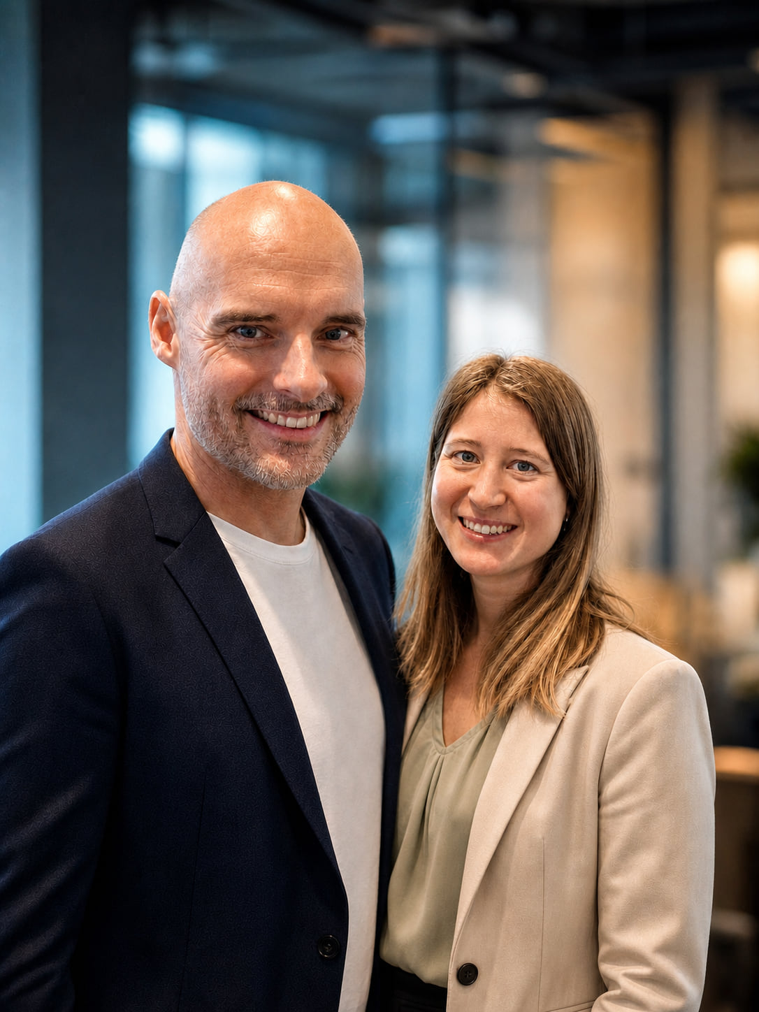Steffi und Felix, die Gründer von TrendSurfer, in ihrem Büro